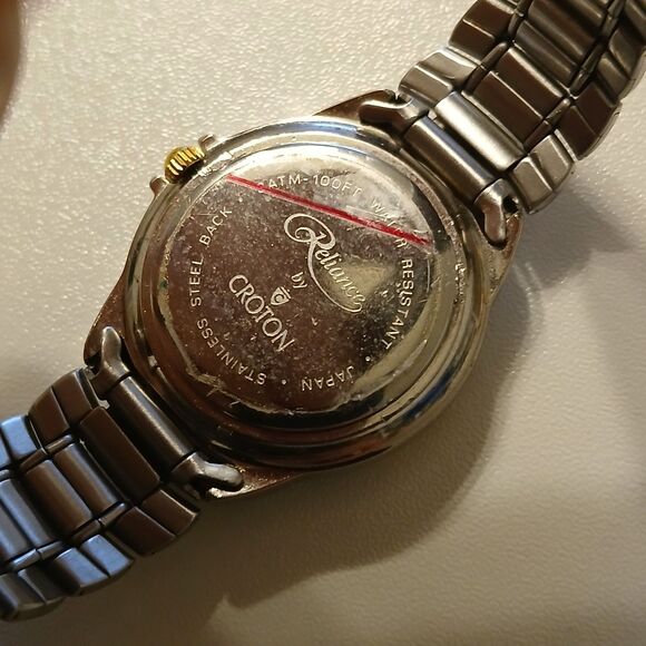 Vtg Croton Reliance Chevy Black Dial Two-Tone Women Watch WR 3ATM - 5 1/2\